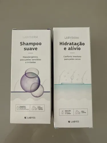 Shampoo Hipoalergênico + Hidratante pele seca cães e gatos- Kit Labyderm Labyes 