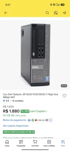 Dell Optflex 7020 i3 4 geração 8gb ddr3 ssd 128gb