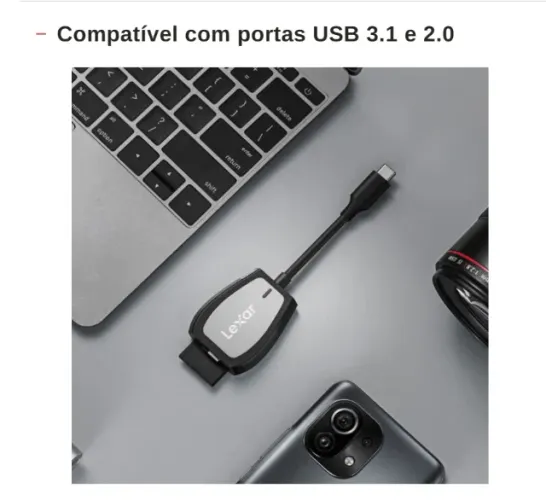 Leitor de Cartão SD e MicroSD Profissional Lexar USB 3