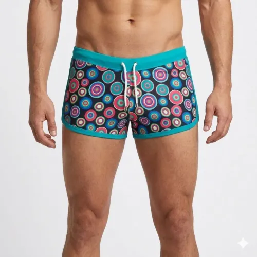 Sunga Boxer Barcelona | Estampa Círculos Coloridos | Tam G | Estilo Retrô