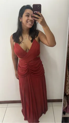 Vestido de festa terracota longo