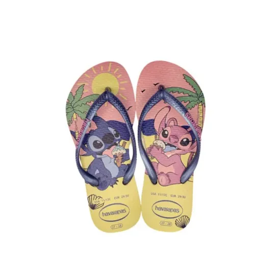 Chinelo Havaianas Infantil Meninas Stitch Kids Slim Disney Amarelo 41502509256