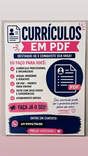  CURRÍCULOS EM PDF E BANNERS PERSONALIZADOS 