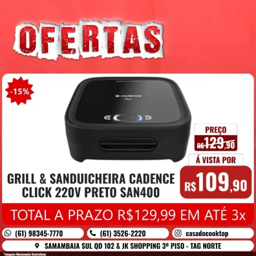 SANDUICHEIRA CADENCE CLICK 220V PRETO SAN400