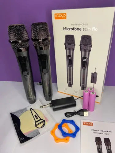 Microfone Duplo sem Fio - MCF-51 A?Gold an3