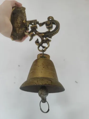 Sino De Parede Em Bronze Com Suporte Trabalhado Colonial