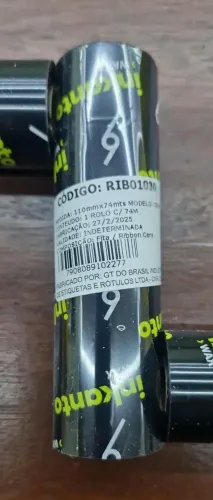 Ribbon Cera Preto 110mm x 74m Compatível Elgin e outros - 9 rolos