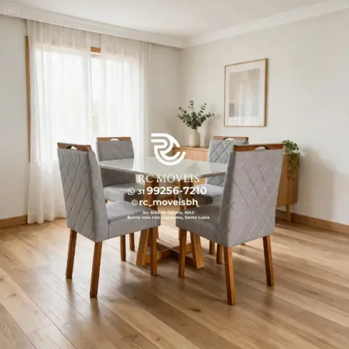 Conjunto Mesa de Jantar com 4 Cadeiras Madeira Tampo Vidro 1,20x0,80 Preto