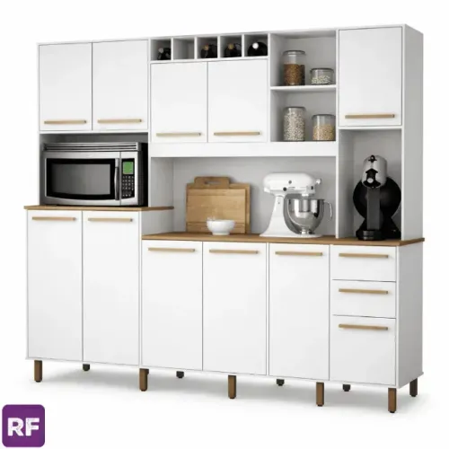 Armário Cozinha Petra Branco/Cinamomo Valdemoveis - Entrega Rápida!