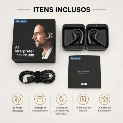 Tradutor de Voz Timekettle W4 Pro Earbuds - Black