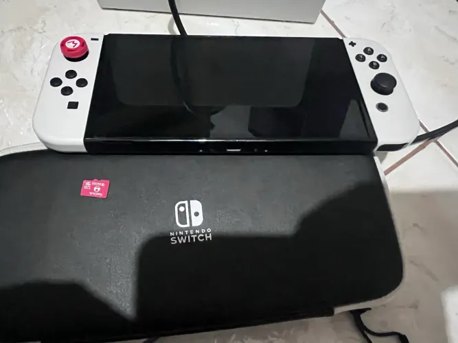 Switch oled + cartão 128gb+ acessórios originais