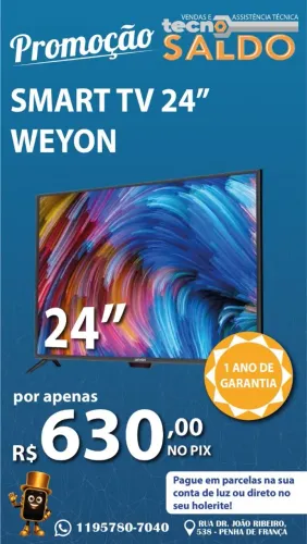 SMART TV 24" WEYON 1 ANO DE GARANTIA