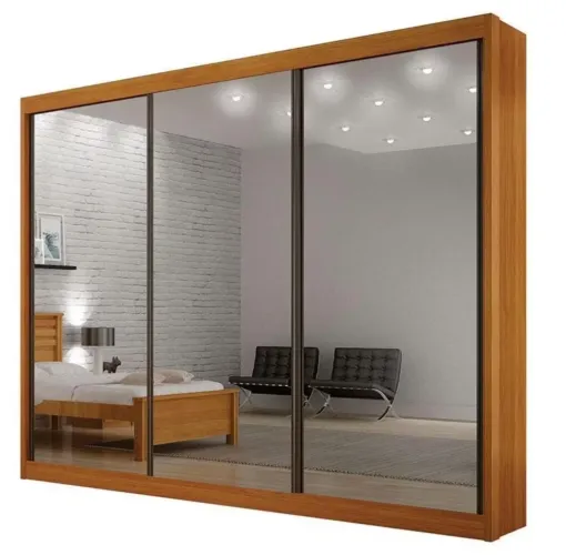 Guarda Roupa Premium com 3 Portas de correr e 3 Espelhos 