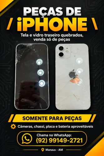 Vendo iPhone para retirada de peças, tela e vidro traseiro quebrados, Manaus-AM