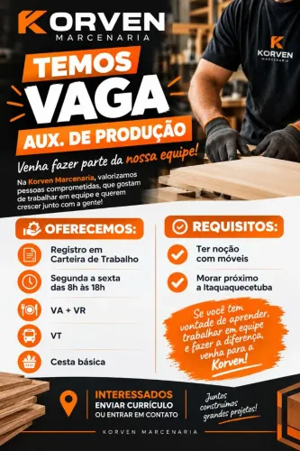 Vaga Aux de produção marcenaria