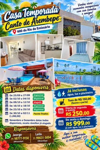 Casa c/ piscina canto de arembepe/Emissário/linha verde 