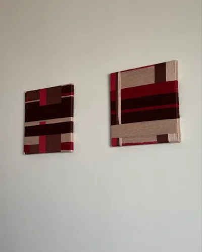 Dupla de quadros arte têxtil decorativo 