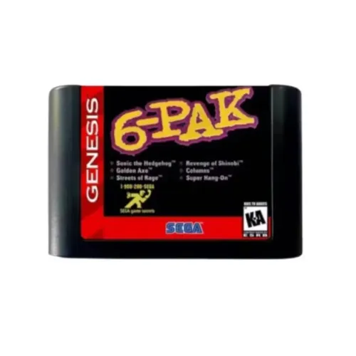 Cartucho 6-PAK Mega Drive, jogo novo de alta qualidade