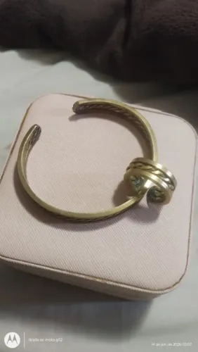 Conjunto bracelete e anel em latão maciço 