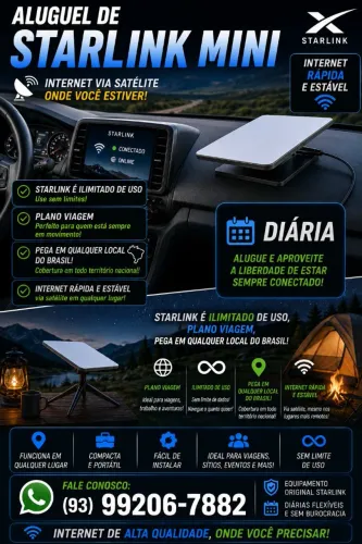 Aluguel de starlink para carro e caminhão em Santarém