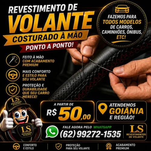 Revestimento de volante vc costurado a mão