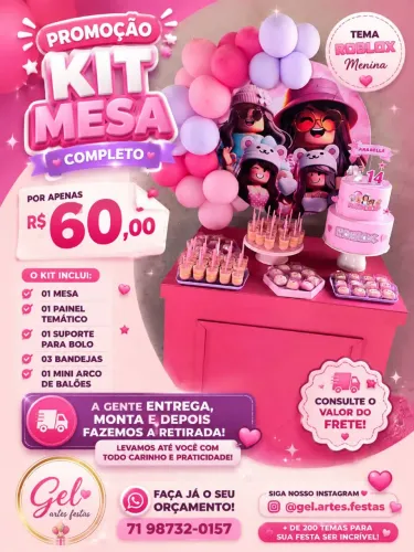 Decoração festa kit mesa 