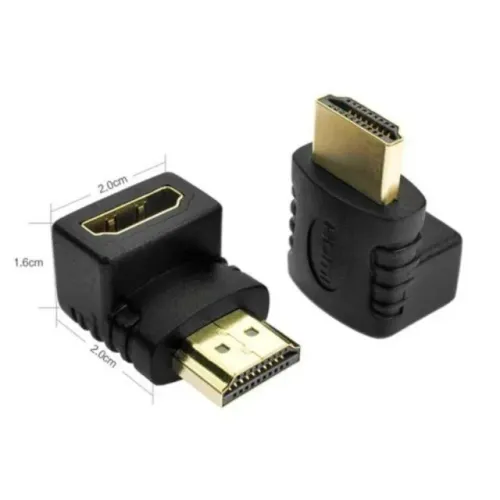 Adaptador HDMI 1.4 em L 90° Graus Macho x Fêmea para TV