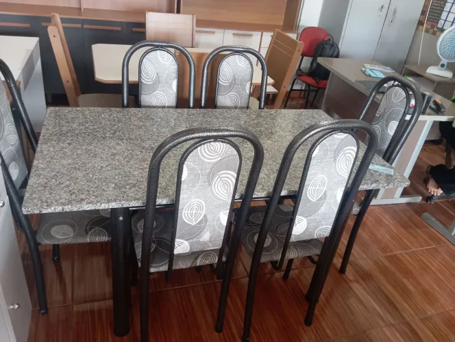 Mesa nova seis cadeiras de granito 1.40 mt