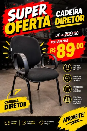 MEGA OFERTA: CADEIRA DIRETOR FIXA SEMI-NOVA