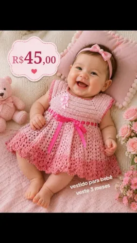 Vestido para bebê - veste 3 meses