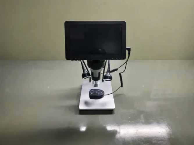 Microscópio digital tela 7 polegadas com base e iluminação