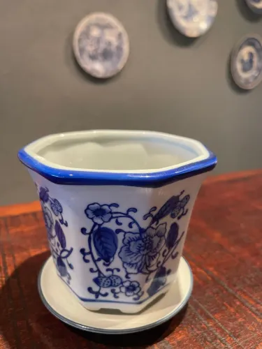 Cachepô Sextavado com Prato 12 cm diâmetro