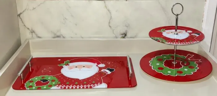 Travessa de Vidro e Suporte para Doces 2 Andares