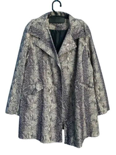 Sobretudo Casaco Longo Feminino Estampa de Cobra Animal Print, Tamanho G
