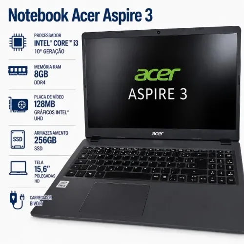 Notebook Acer Aspire 3 i3 8GB RAM 256GB SSD