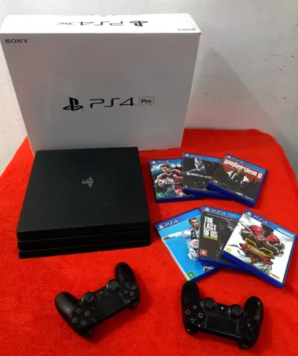 PS4 Pro 4k C/ Caixa e JOGOS - Ac cartão