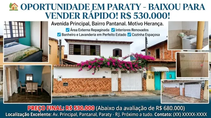 Sobrado em Paraty oportunidade muito grande vendendo 150mil a menos do avaliado