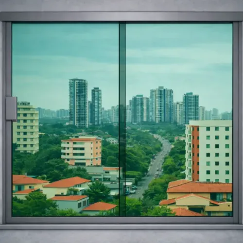 Janela 100 x 120 (blindex verde 8 mm Vitral)