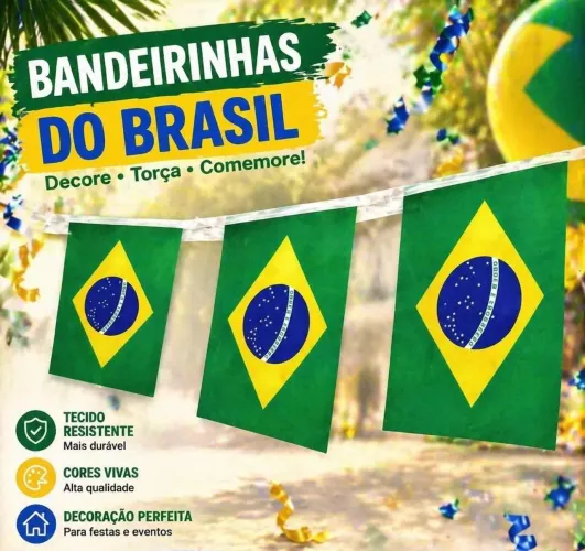 Bandeirinhas do Brasil 20x30 cm - Decoração para Festas e Eventos