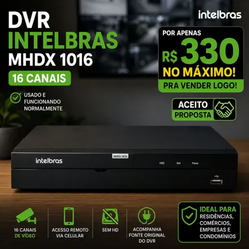 Vendo DVR Intelbras MHDX 1016 de 16 canais (USADO EM BOM ESTADO)