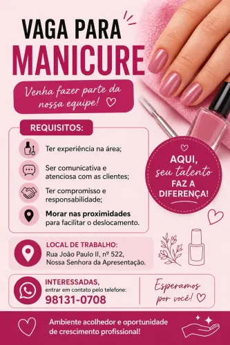Vaga de emprego (Manicure)