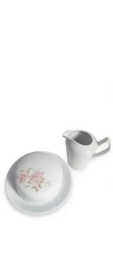 Kit Manteigueira Renner Floral + Leiteira Pozzani - Porcelana Vintage