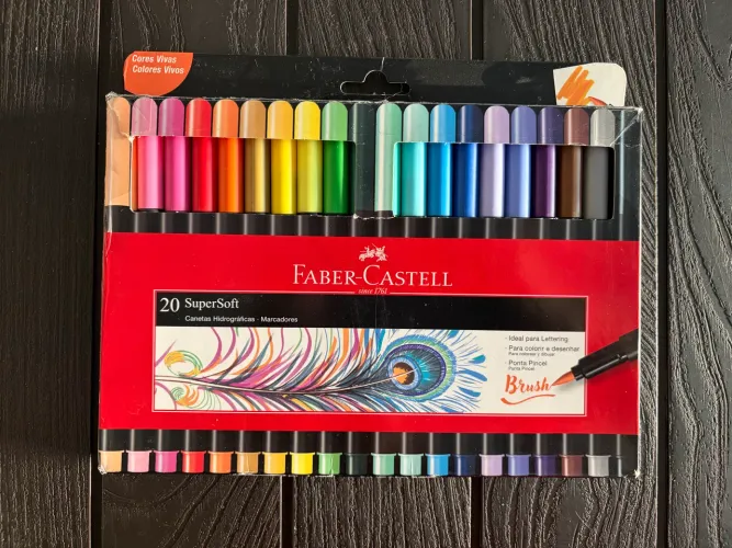 Caneta Ponta Pincel Faber-Castell Supersoft Brush 20 cores
