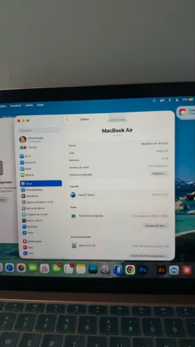 MacBook Air chip M1 2020 8GB 256 SD SEMINOVO 