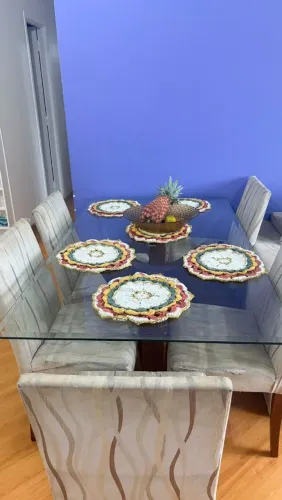 Mesa de Jantar vidro 6 lugares