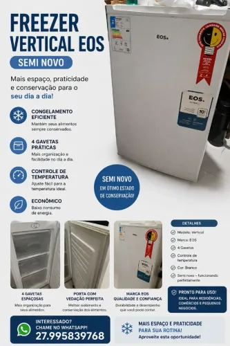 SEMI NOVO Freezer vertical EOS 66 LITROS