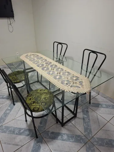 Jogo mesa vidro para 06 cadeiras
