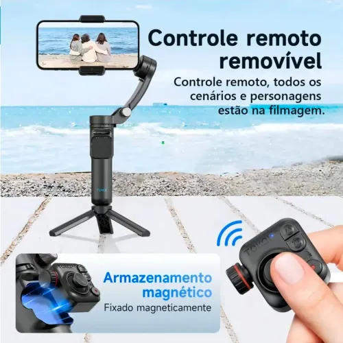 Estabilizador Gimbal Celular Tokqi M2. 3 Eixos e controle remoto <br>