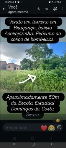Terreno. Bragança pará Acarajozinho.