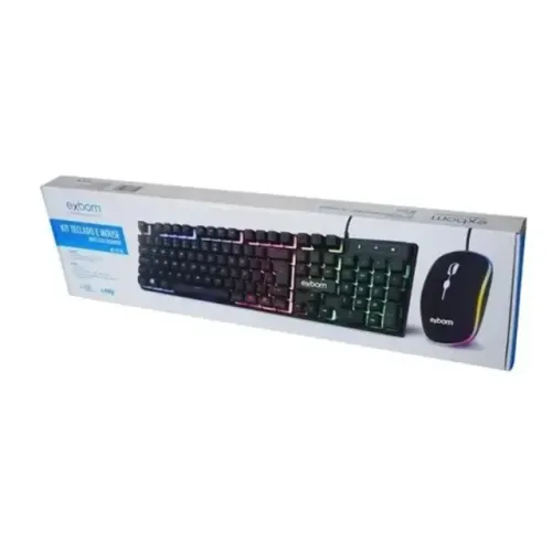 Kit Teclado Mecânico e Mouse Gamer Exbom BK-G550 LED USB Novo